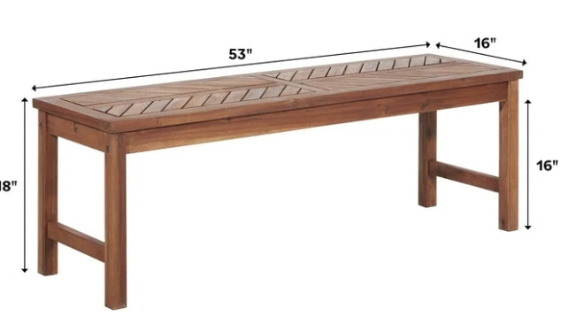 Walker Edison Outdoor Raised Acacia Wood Bench - Brown