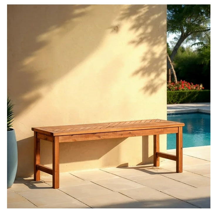 Walker Edison Outdoor Raised Acacia Wood Bench - Brown