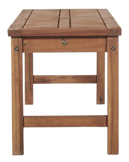 Walker Edison Outdoor Raised Acacia Wood Bench - Brown