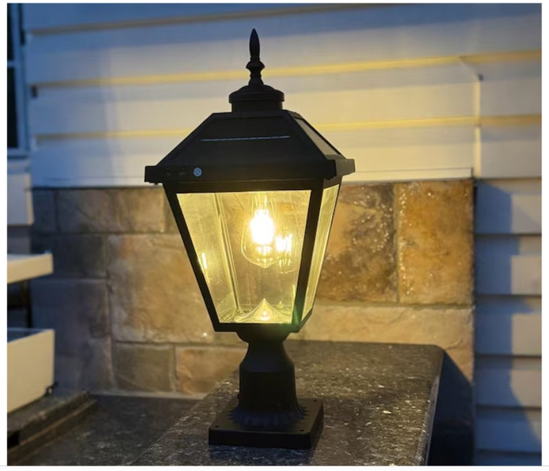 Cedar Hill Post Light Traditional Solar Outdoor Light Lantern Dusk-to Dawn Sensor