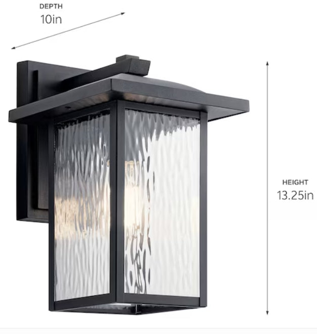 Kichler Capanna 1 -Light 13.25-in H Black Hardwired Outdoor Wall Light