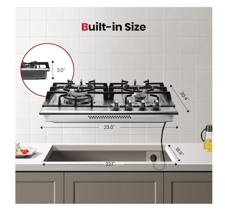 GASLAND Gas Stovetop 24-in 4 burners Stainless steel Gas Cooktop