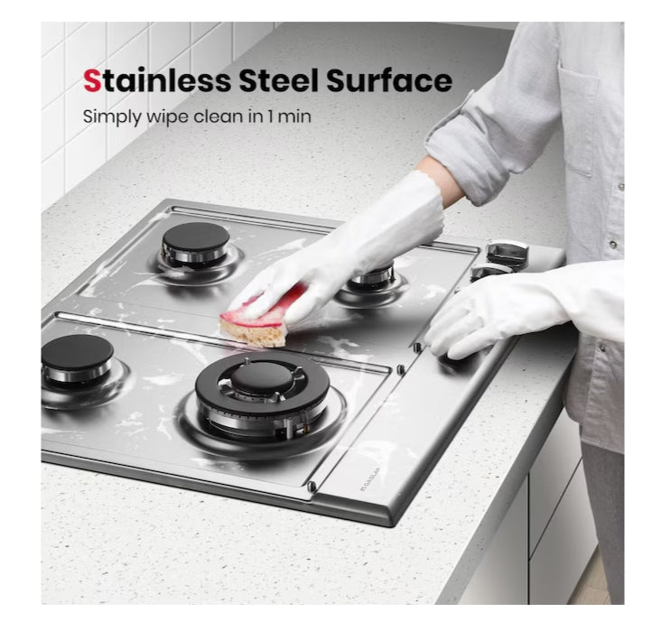 GASLAND Gas Stovetop 24-in 4 burners Stainless steel Gas Cooktop
