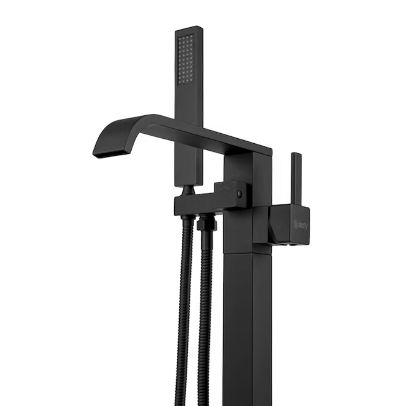 AKDY Matte Black 1-handle Freestanding Low-arc Bathtub Faucet with Hand Shower