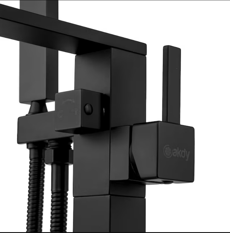 AKDY Matte Black 1-handle Freestanding Low-arc Bathtub Faucet with Hand Shower