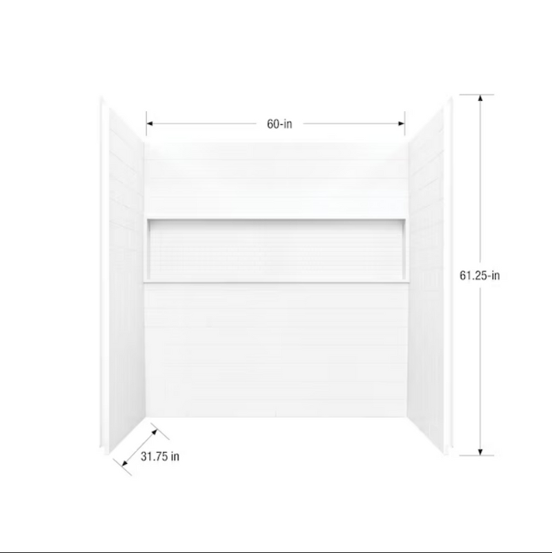Mansfield NexTile 30-in L x 60-in W x 60-in H White 4-Piece Direct To Stud Bathtub Surround