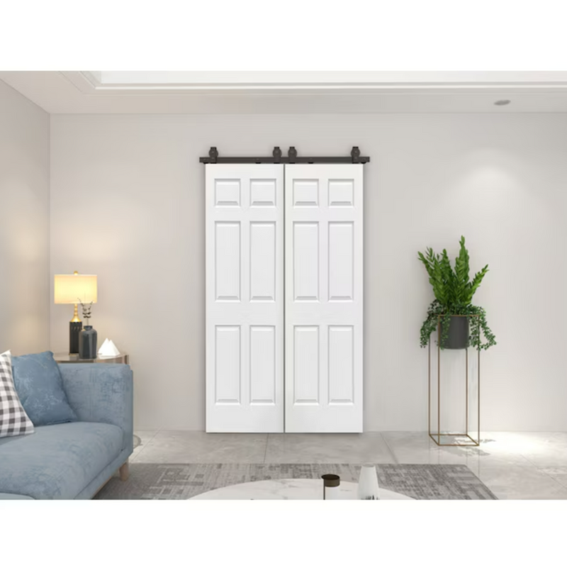 CALHOME  Primed White MDF Hollow Core Double Bifold Barn Door