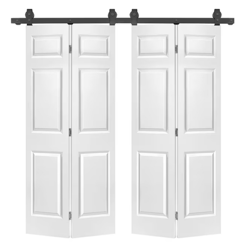 CALHOME  Primed White MDF Hollow Core Double Bifold Barn Door
