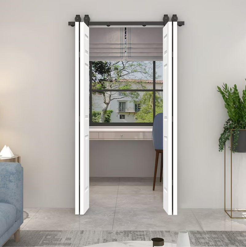 CALHOME  Primed White MDF Hollow Core Double Bifold Barn Door
