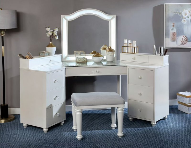 Furniture of America Tracie Luminous White Vanity Set