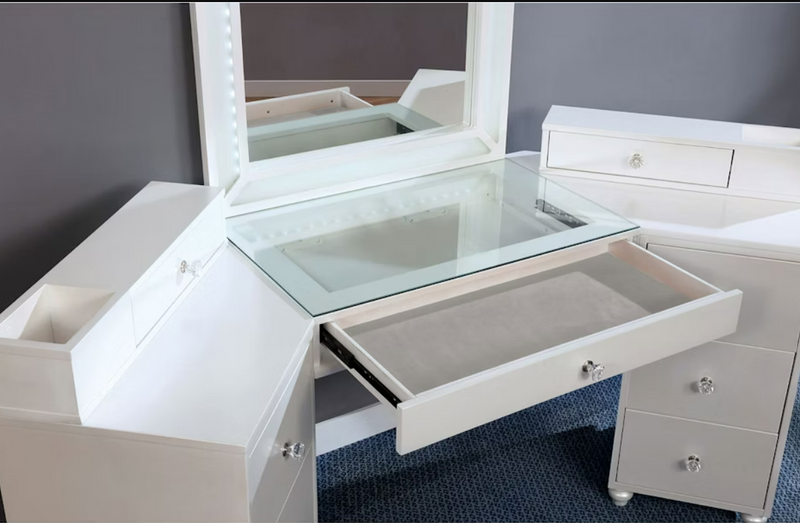 Furniture of America Tracie Luminous White Vanity Set