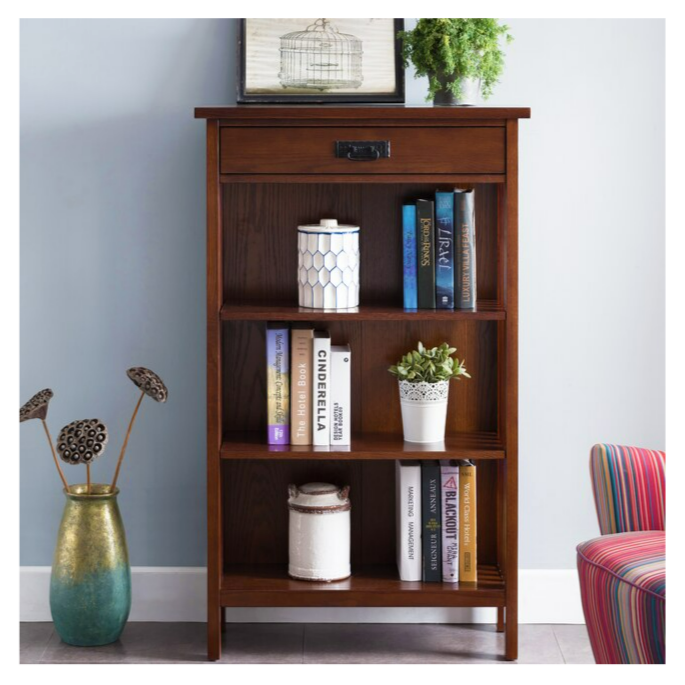 Leick Home BrownBronze Wood 3 -Shelf Bookcase