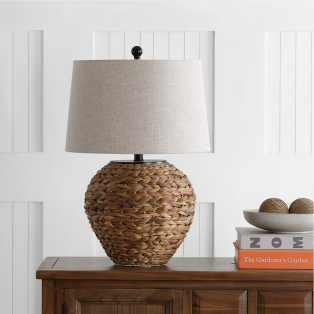 JONATHAN Y Alaro Coastal Water Hyacinth Basket Table Lamp