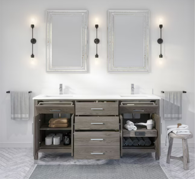 Spa Bathe Kate 72" French Gray Undermount Double Sink Bathroom Vanity