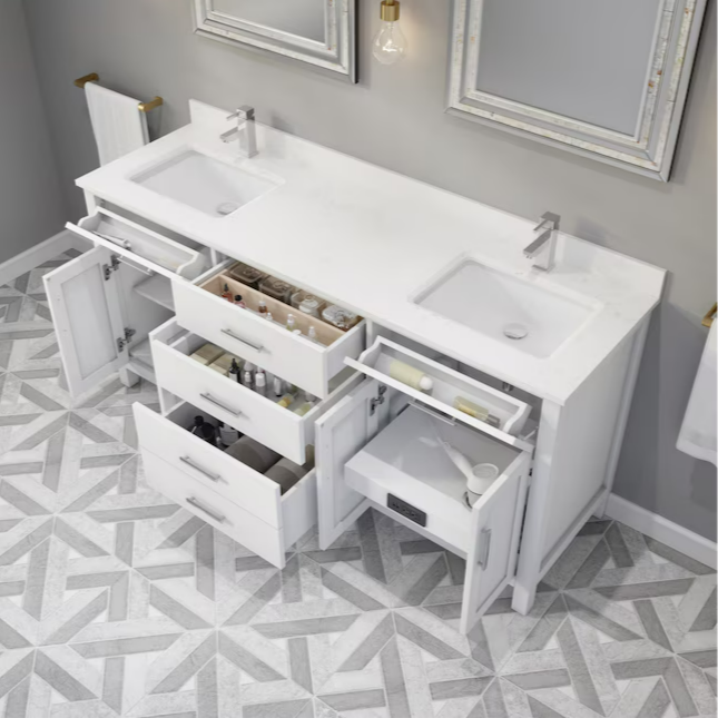 Spa Bathe Kate 72" White Undermount Double sink Bathroom Vanity