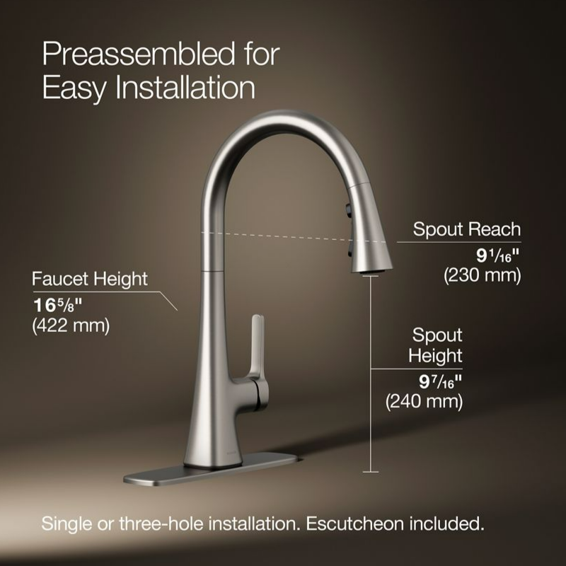 Kohler Guild Pull-down Kitchen Sink Faucet with Three-function Sprayhead