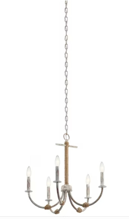 Kichler Minnow 5 -Light Distressed White Coastal Chandelier