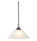 Design House Millbridge 1 -Light Satin Nickel Traditional Alabaster glass Bell Medium Hanging Pendant light