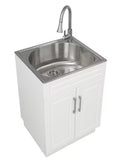 Style Selections Basin White Freestanding Utility Tub With Cabinet With Drain With Faucet