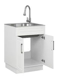 Style Selections Basin White Freestanding Utility Tub With Cabinet With Drain With Faucet