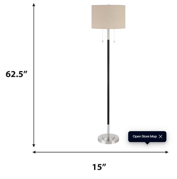 Allen + Roth Brushed Nickel Shaded Floor Lamp Floor Lamp With Linen Shade