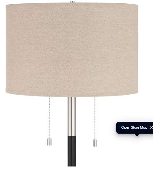 Allen + Roth Brushed Nickel Shaded Floor Lamp Floor Lamp With Linen Shade