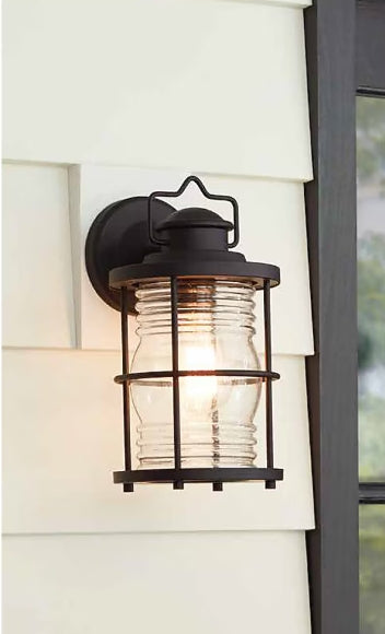Allen + Roth Kerner 1 -Light 12-in H Matte Black Hardwired Outdoor Wall Light