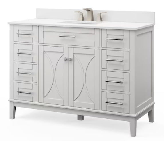 allen + roth Alcova 48-in Gray Undermount Single Sink Bathroom Vanity with White Engineered Stone Top