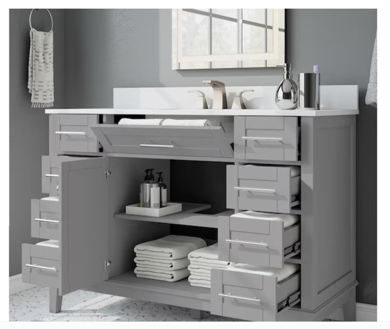 allen + roth Alcova 48-in Gray Undermount Single Sink Bathroom Vanity with White Engineered Stone Top