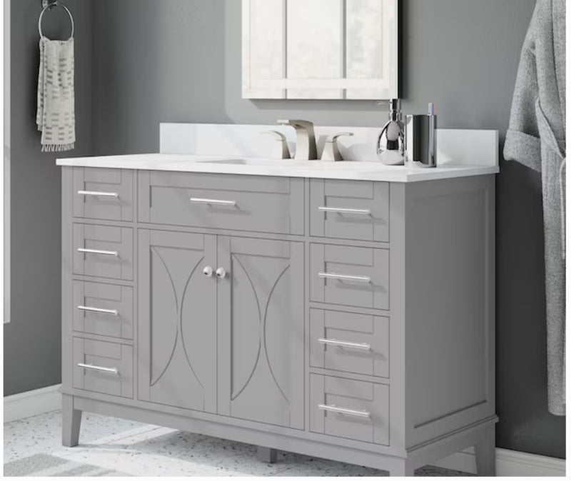 allen + roth Alcova 48-in Gray Undermount Single Sink Bathroom Vanity with White Engineered Stone Top