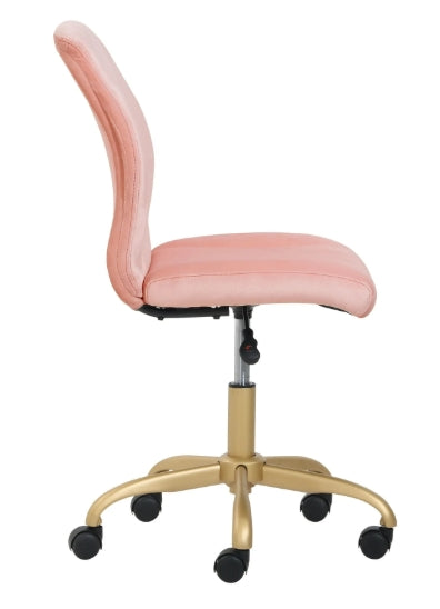 Mainstays Plush Velvet Office Chair, Pearl Blush