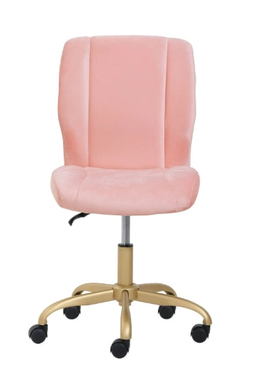 Mainstays Plush Velvet Office Chair, Pearl Blush