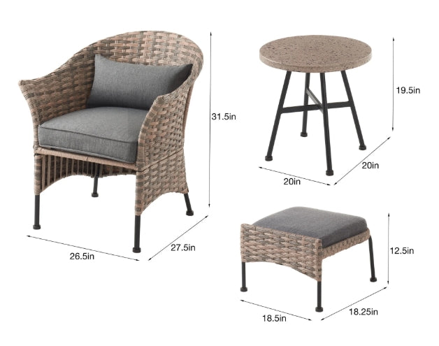 Mainstays Arlington Glen 5-Piece Outdoor Wicker Patio Furniture Set, Brown