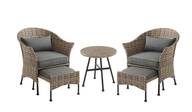 Mainstays Arlington Glen 5-Piece Outdoor Wicker Patio Furniture Set, Brown