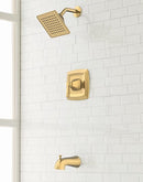 Allen + Roth Chesler Brushed Gold 1-Handle Single Function 3.54-in Square Bathtub And Shower Faucet with Valve