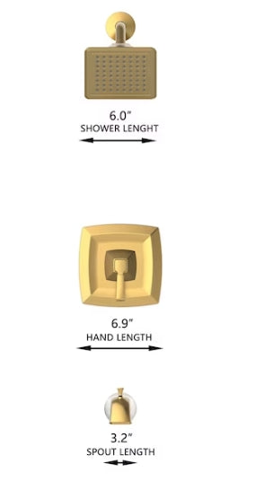Allen + Roth Chesler Brushed Gold 1-Handle Single Function 3.54-in Square Bathtub And Shower Faucet with Valve