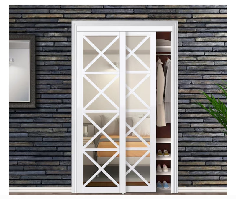 RELIABILT Euro 60" x 80" White Multi-X Mirrored glass Prefinished MDF Closet Sliding Door