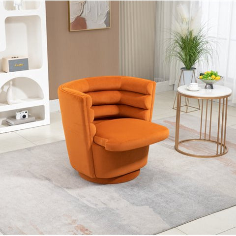 Jins & Vinco Swivel Barrel Chair Modern Velvet Chair with Storage