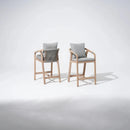 Thalea Wood Outdoor Bar Stool With Cushions, height 28", Set of 2