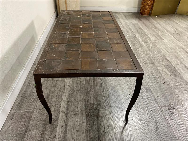 Rustic Mosaic Artisan Copper-Inlay Coffee Table