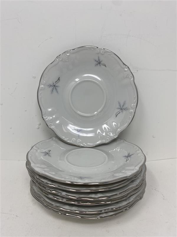 Vintage Starburst Porcelain Saucer Plates - Set of 7 - 6" Diameter
