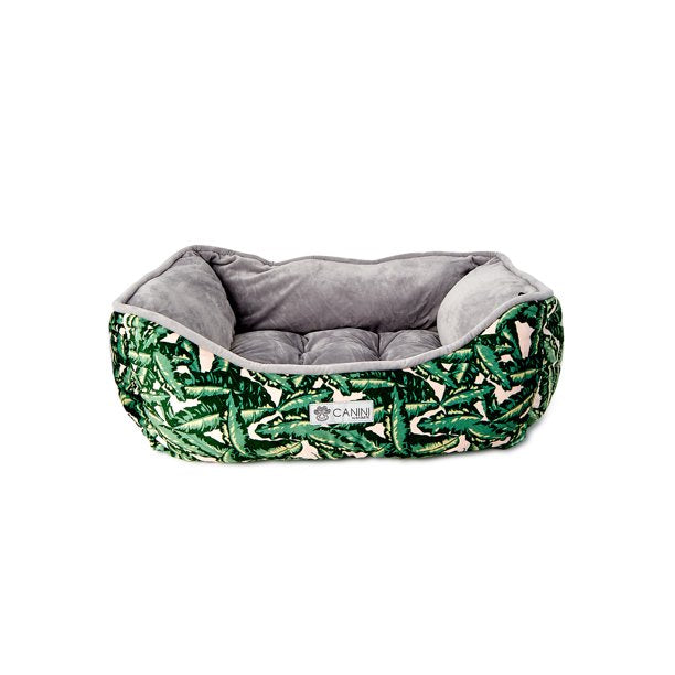 CANINI by Baguette Reversible Micro-Plush Dog Bed for Small-Sized Breeds, Leaf Print