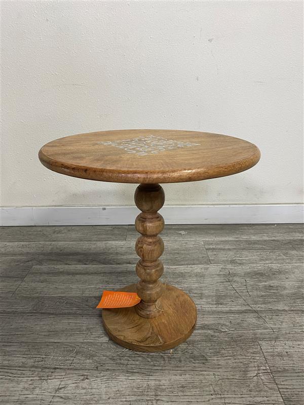 "Engraved Elegance" Rustic Wooden Side Table
