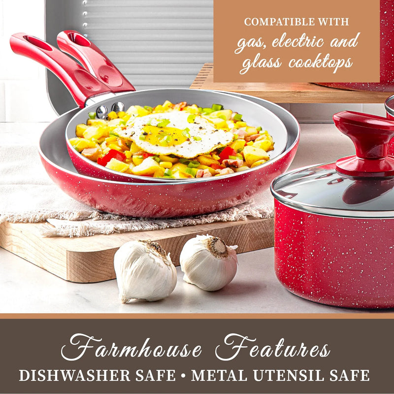 Granitestone Diamond Farmhouse 13 Piece Pots and Pans Set, Nonstick Cookware Set