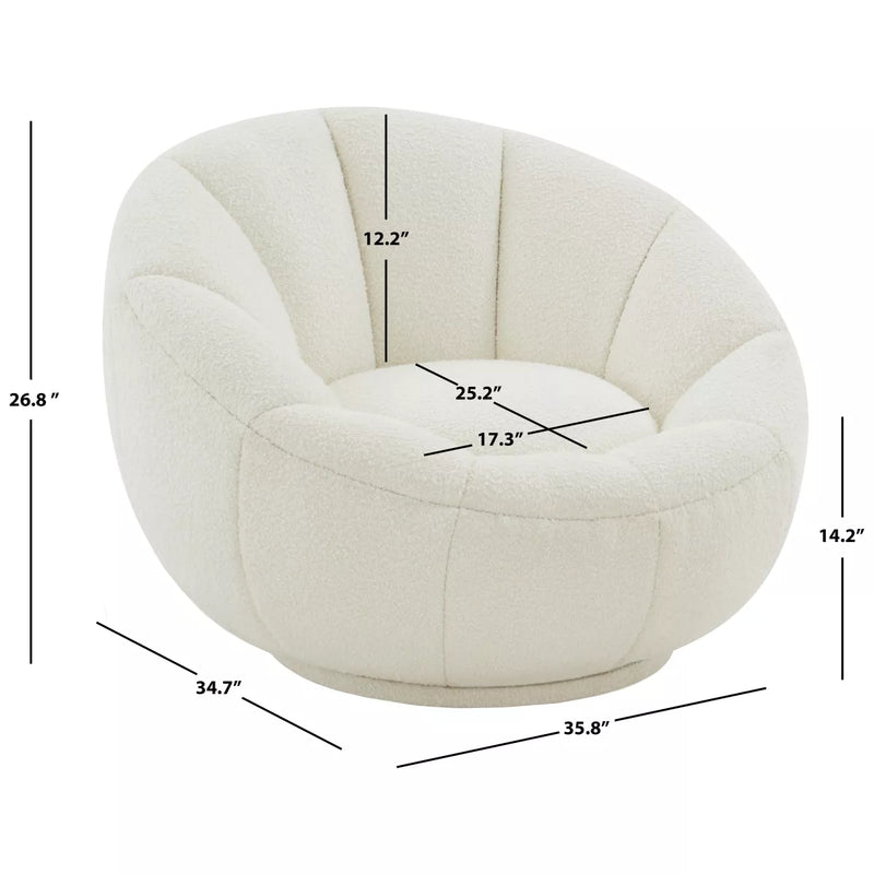 Safavieh Evarose Boucle Swivel Chair - Ivory