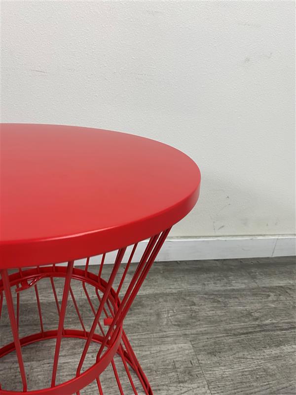Vibrant Red Wire Basket-Style Accent Table