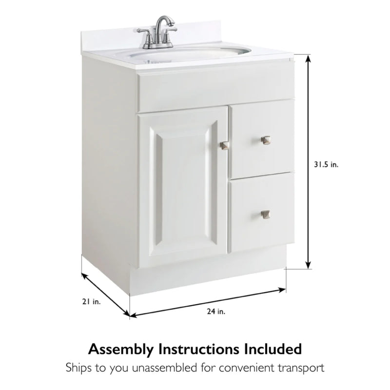 Design House Wyndham 24" Single Free Standing Vanity Cabinet Only