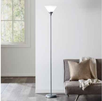 Stanton 71-in Brushed Grey Torchiere Floor Lamp