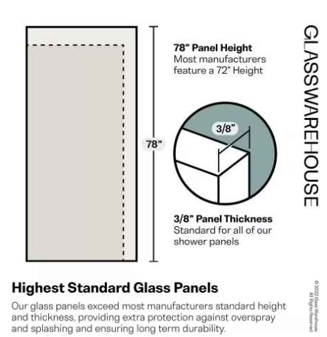 26 in. W x 78 in. H Pivot/Hinged Frameless Shower Door -Door Only