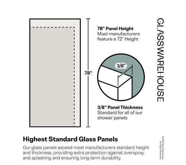 Glass Warehouse  32 in. W x 78 in. H Single Panel Radius Fixed Frameless Shower Door- Door Only